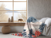 Velveteen Fleece Forest Blanket: Red White and Blue Woodland Beauty